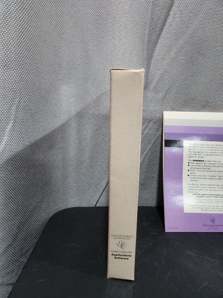 TI99-4a Home Computer Hangman Command Module Rare CIB Complete In Box