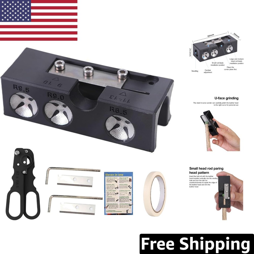 Compact 11-in-1 Pool Cue Tip Tool - Essential Accessories for Every Player