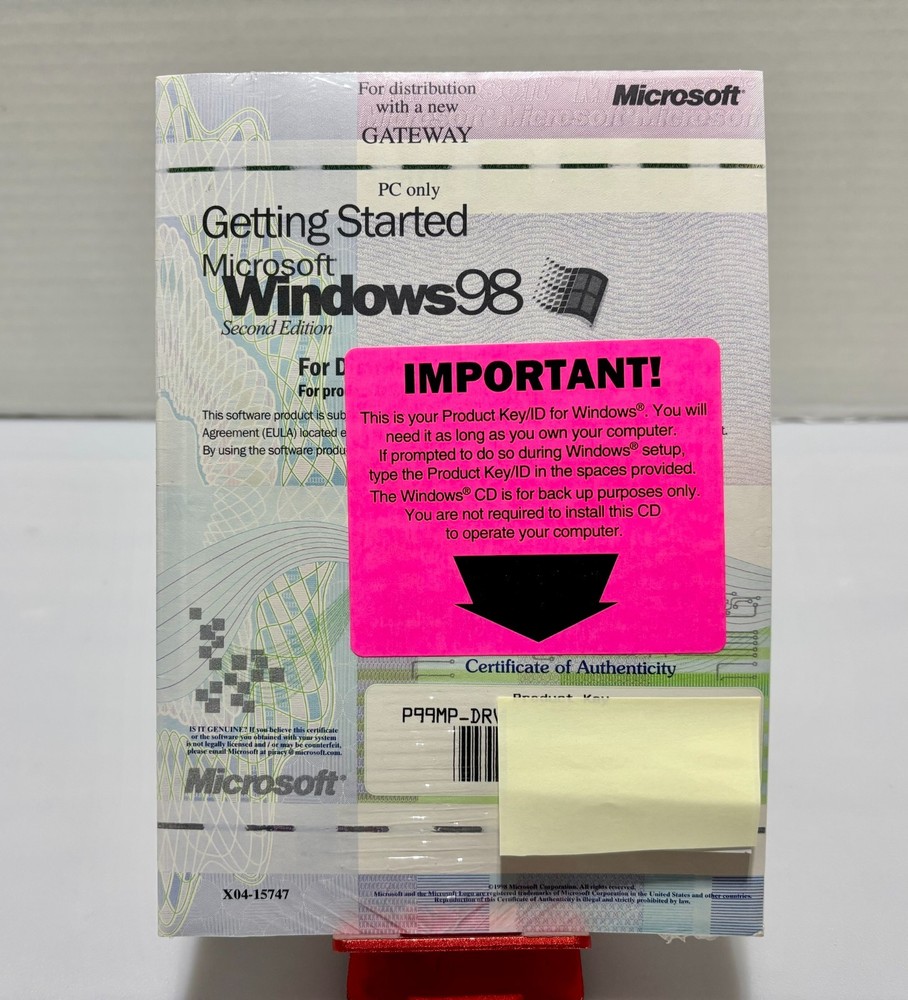Microsoft Windows 98 Getting Started Manual Second Edition with Product Key