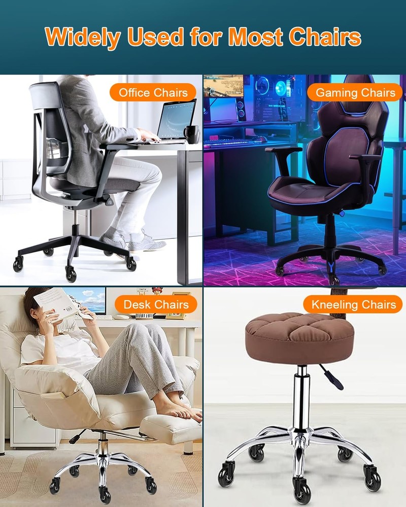 RidRed Office Chair Wheels - Replacement Rubber - Transparent
