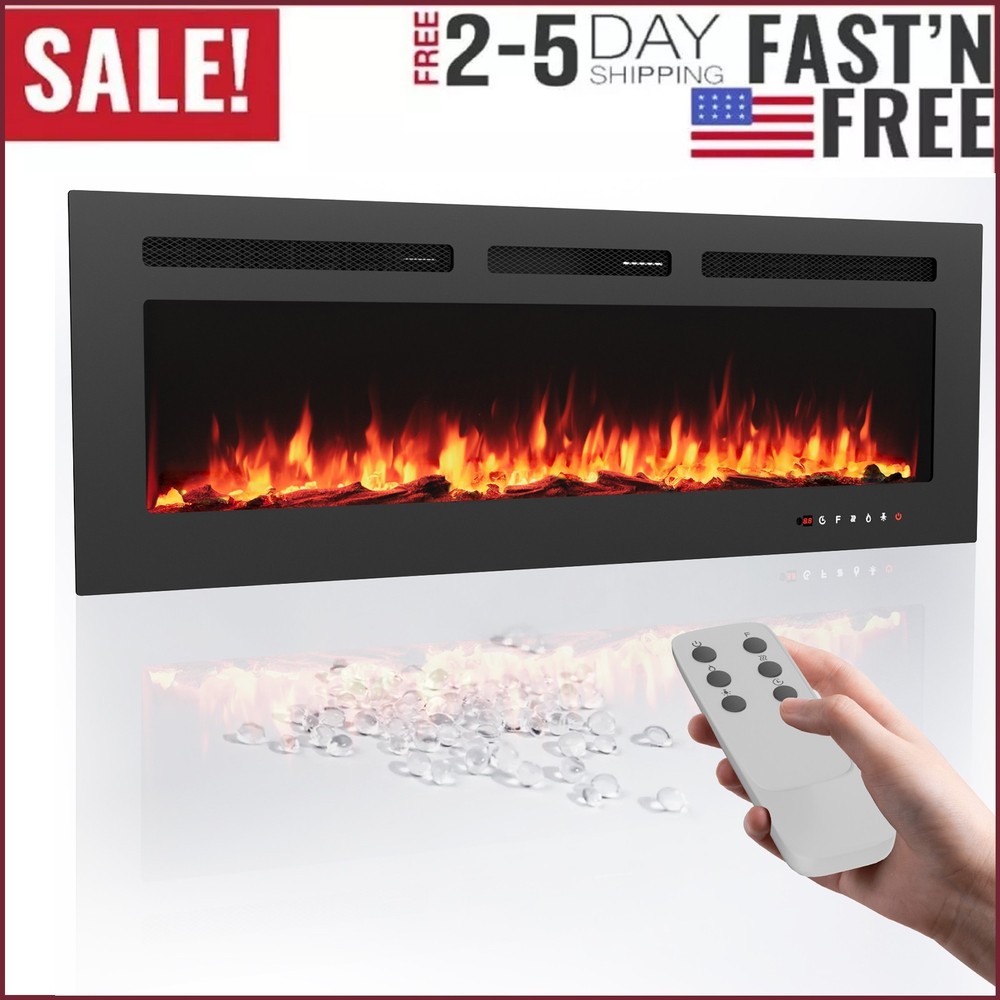 50" Electric Fireplace Recessed insert or Wall Mounted Standing Electric Heater