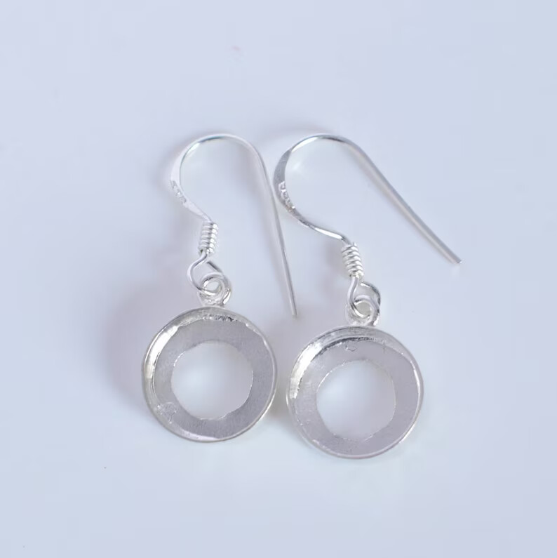 Solid 925 Silver Blank Round Bezel Cup Setting Base Handmade Earring Supplies