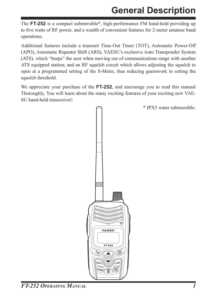 Yaesu FT-252 — Operating Manual Guide Owner Documentation — 68 Pages — USA Made