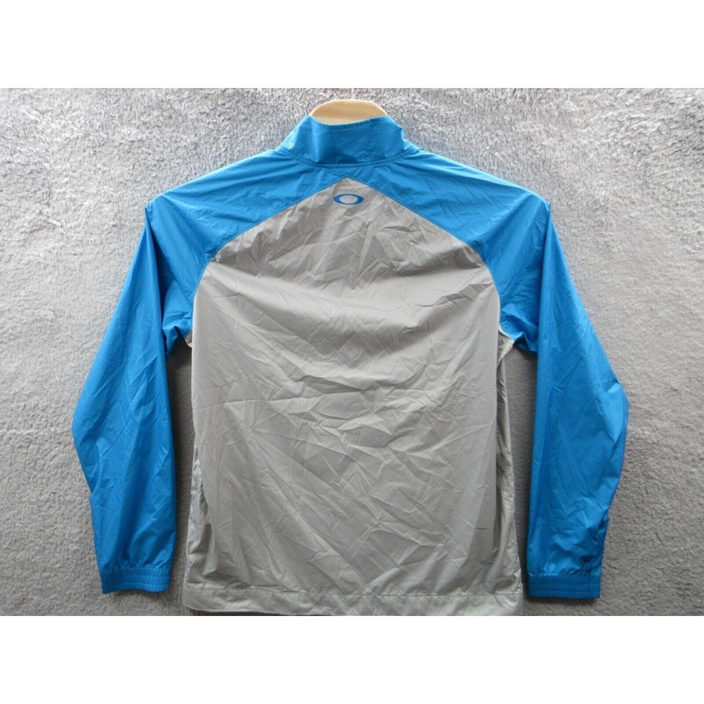 OAKLEY Men's Large Polyester Windbreaker Lightweight Jacket Blue Grey