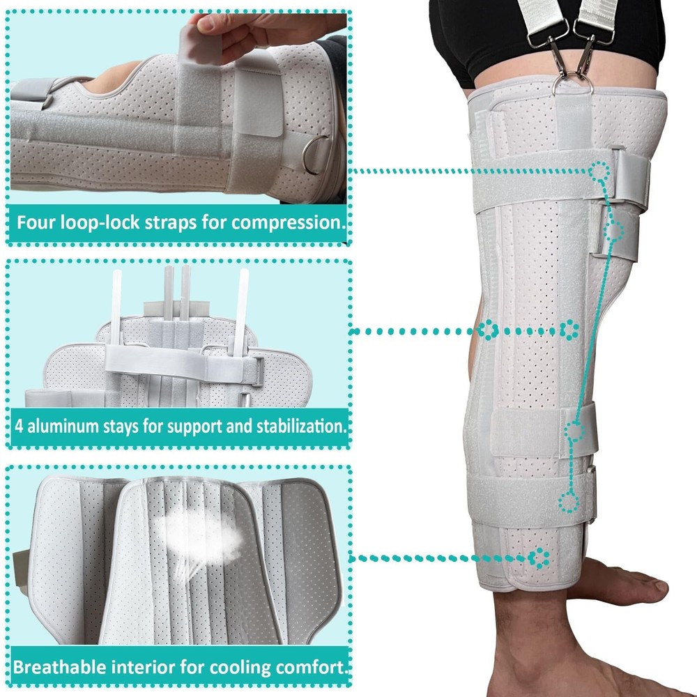 Three-Panel Knee Immobilizer & Knee Stabilizer - Leg Support Splint for Knee ...