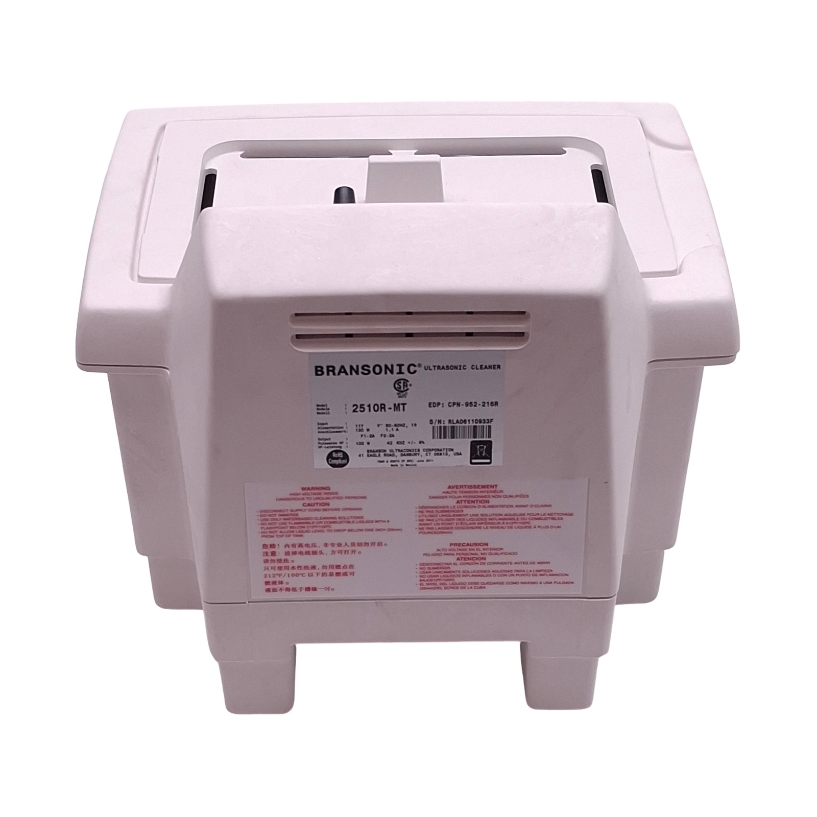 Branson 2510R-MT Ultrasonic Bath Cleaner, 3/4 gal., Ambient to 69°C, 117VAC 130W