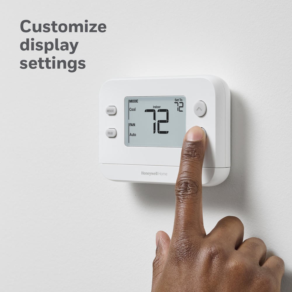 8" White Non Programmable Thermostat Single Heat Cool Large Digital Display
