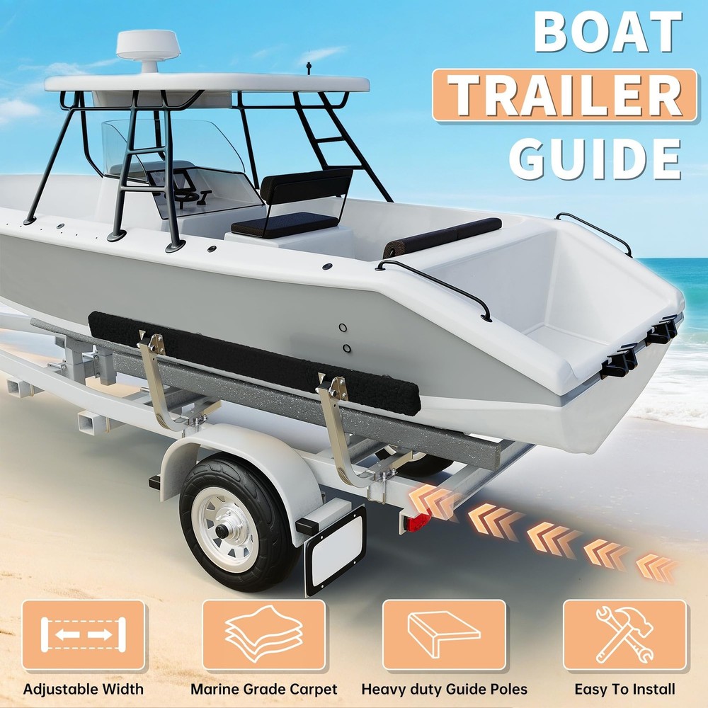 ECOTRIC 61" Boat Trailer Bunk Guide-On Rails Galvanized Adjustable Rustproof