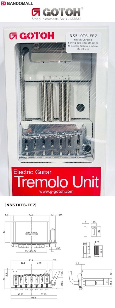 Gotoh NS510TS-FE7 Tremolo unit For 7string Chrome