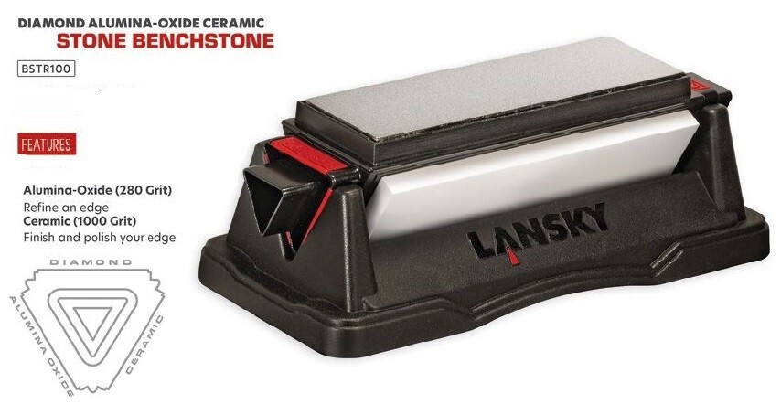 Lanksy Stone BenchStone Include 6x2" Knife-Sharpening Surfaces Sturdy w/Base