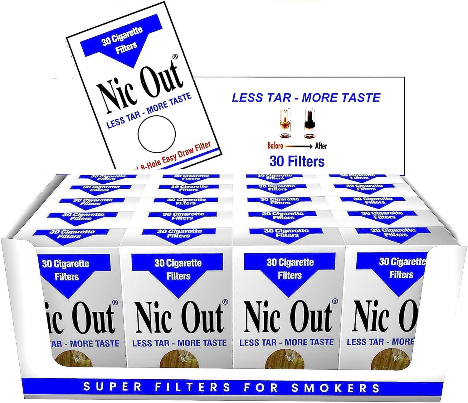 20 TOTAL NIC-OUT Cigarette Filters packs, Less Tar and Nicotine (600 Filters)