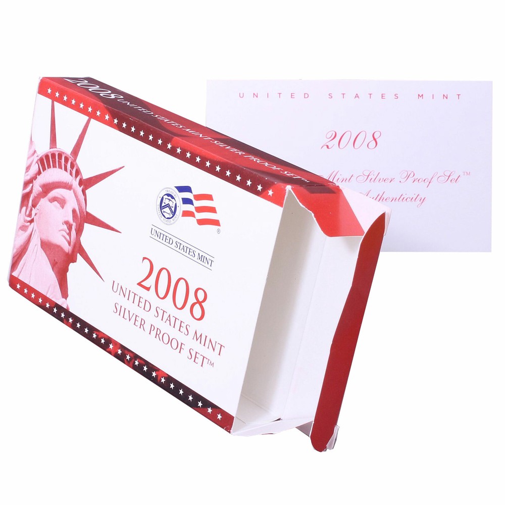 Empty Packaging Replacement Silver Proof Set Box & COA No Coins 2008