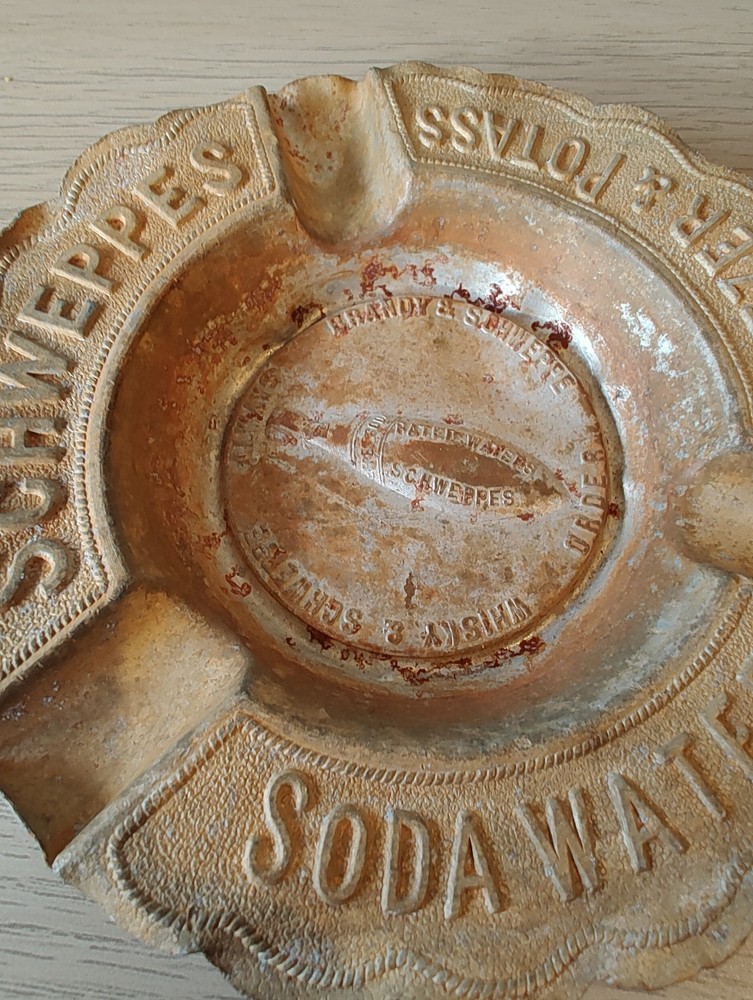 Antique Aluminium Schweppes Ashtray
