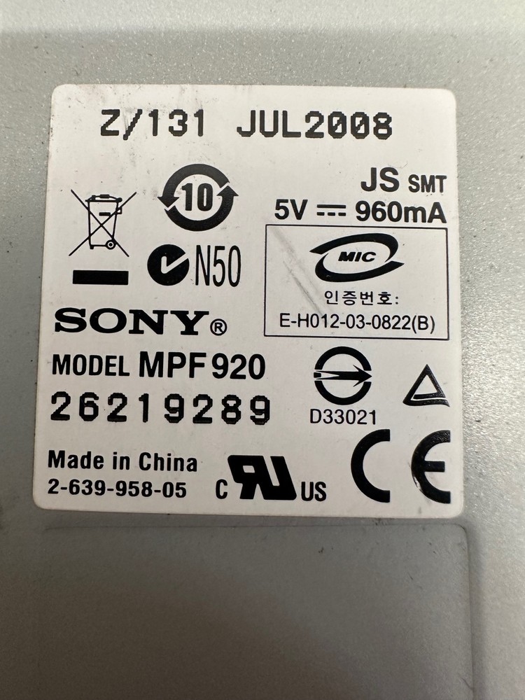 SONY MPF920 Internal Floppy Disk Drive