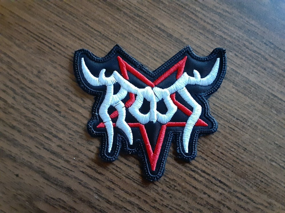 ROOT,SEW ON WHITE AND RED EMBROIDERED PATCH
