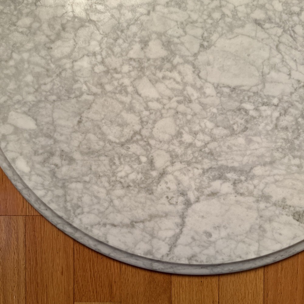 Vintage Solid Replacement 24” Marble Table Top (Italy) White & Gray Veining