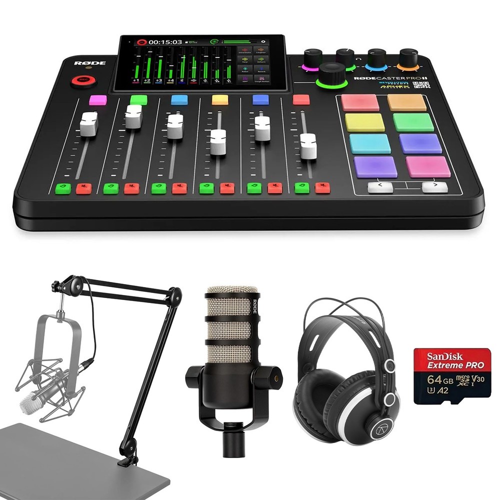 Rode RODECaster Pro II Integrated Audio Production Studio Console Bundle with Po