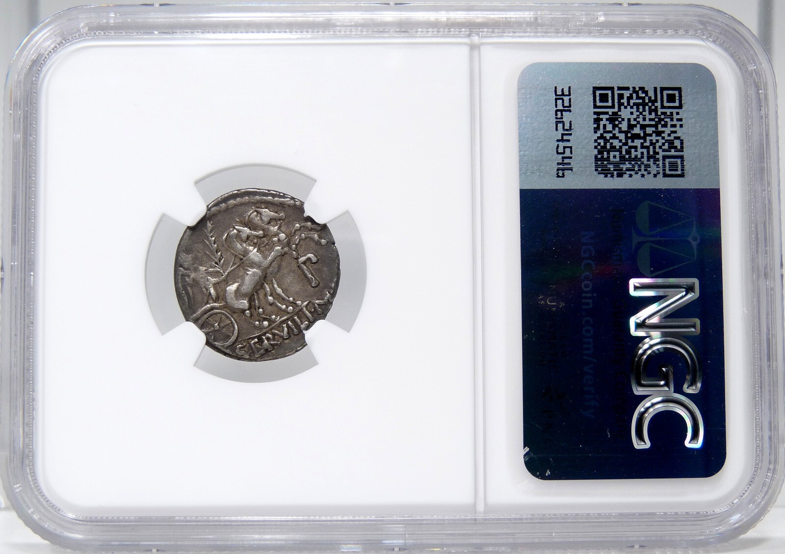 MINERVA/Victory Two Horse Chariot P. Servilius Mf Rullus NGC VF Coin Servilia 14