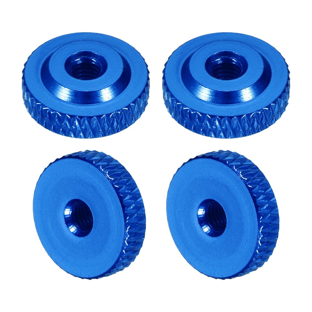 4Pcs M4x14mmx5mm Shoulder Knurled Thumb Nuts, Blue