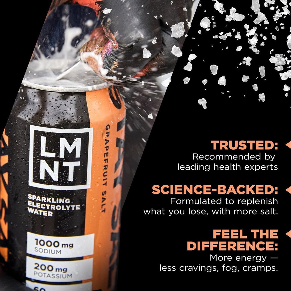 Sparkling Electrolyte Drink Grapefruit Salt 12 Count LMNT