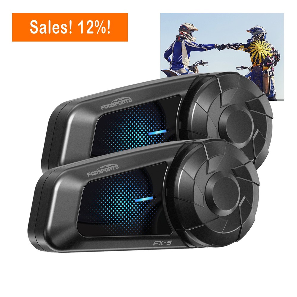 2x FX-S Motorcycle Helmet Intercom Bluetooth Headset 2-way 1000m Communication
