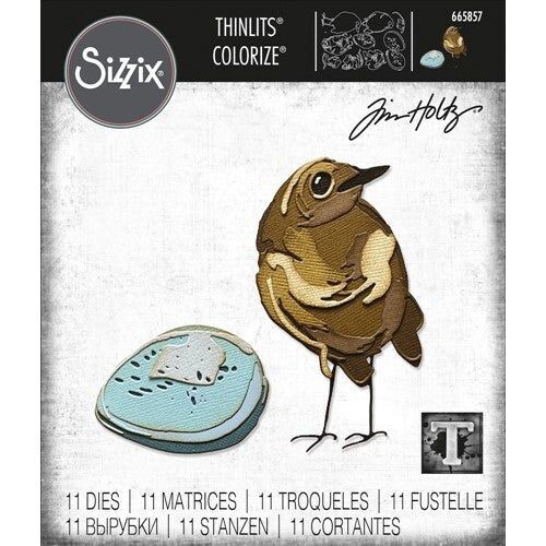 BIRD AND EGG COLORIZE-Sizzix Thinlits Die Set-Tim Holtz Dies-Craft-Robin-665857