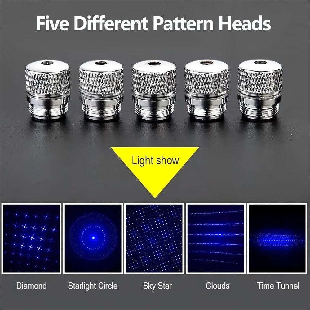 5W Adjustable High Power Blue Llight Laser Pointer Visible Dot Torch Light New