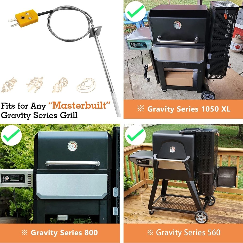 Replacement Temperature Probe Kit for Masterbuilt Gravity Series Grills 4" St...