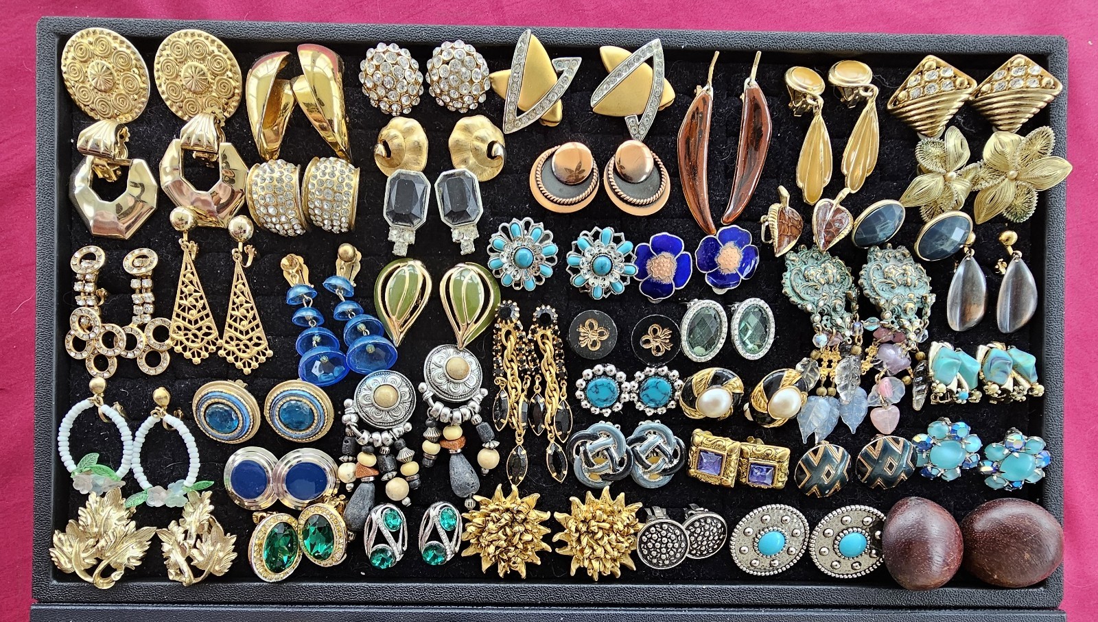 HUGE 121 Pair Clip Earring LOT St. John Napier Trifari Krementz Hilfiger Coro +