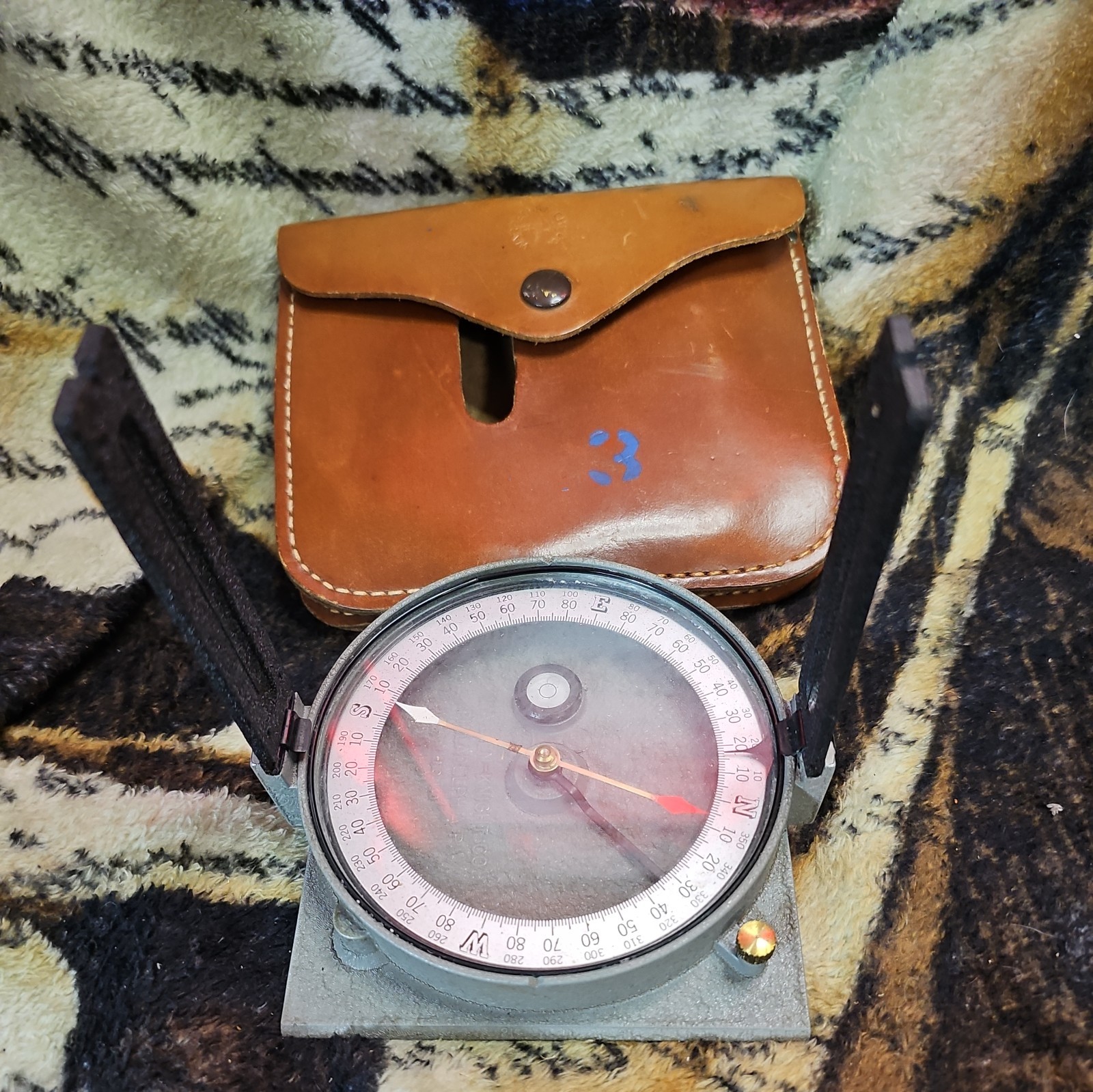 Vintage Antique Surveyors Compass Warren Knight Co Philadelphia PA W/pouch