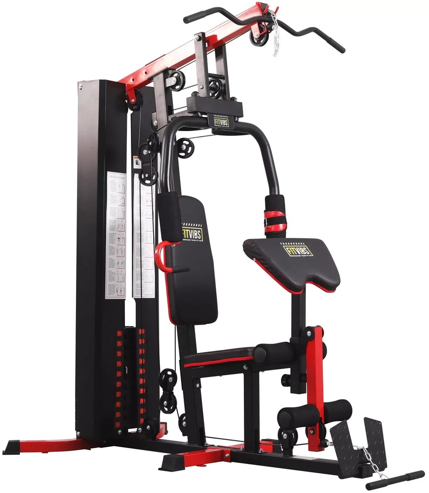 Multifunctional Full Home Gym System Workout Station with 122.5 Lbs Weight Stack
