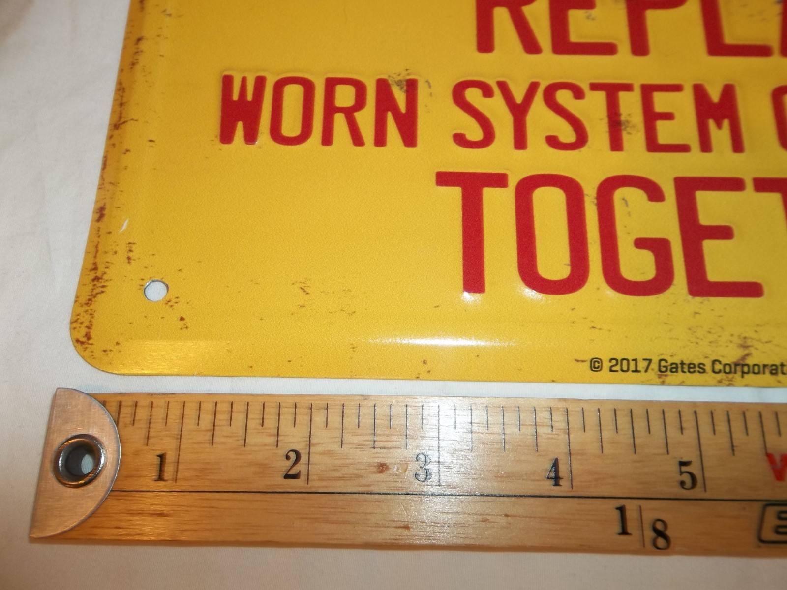 Vtg 2017 GATES AUTOMOTIVE GAS STATION OIL SIGN BELTS SERVICE REPAIR 12" x 12"