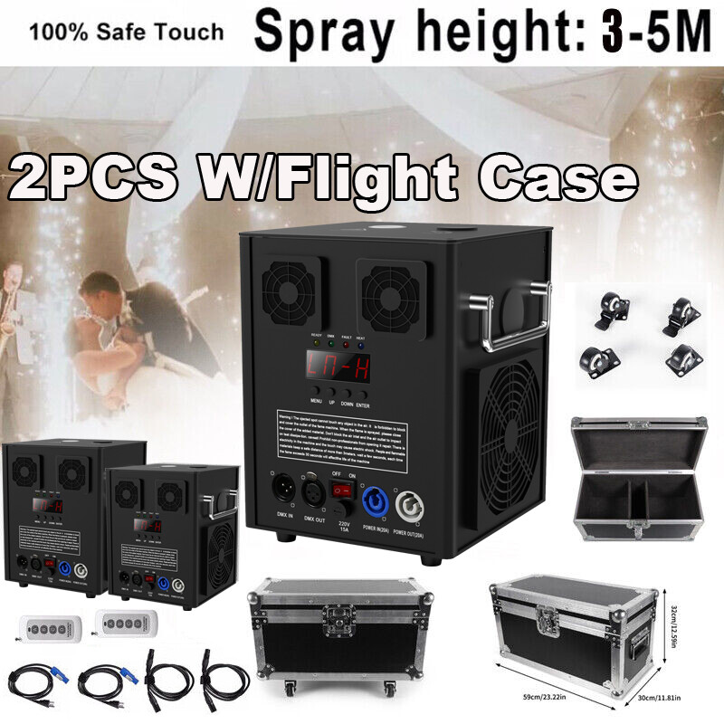 2Pcs Cold Spark Firework Machine 700W DMX Stage DJ Party Effect Machine W/Case