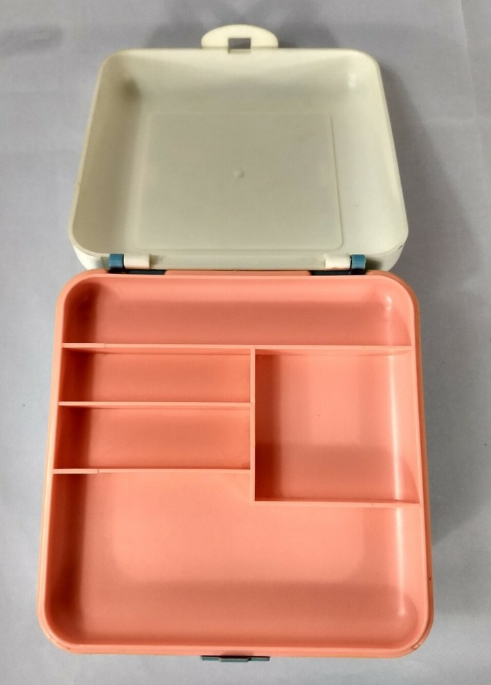 Vintage Childs Sewing Box Plastic with Insert Crafting Needlepoint Thread Holder