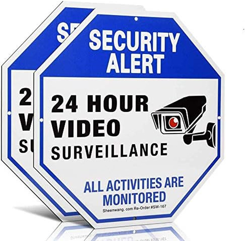 2-Pack Security Camera Sign, Video Surveillance Signs Outdoor, UV Printed 40 Mil