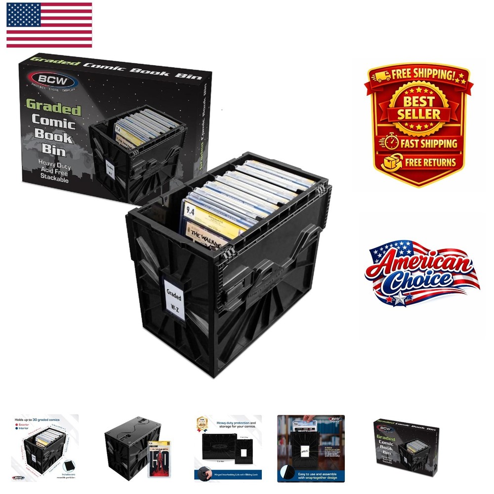 Graded Comic Storage Box with Dividers - Stackable, Water-Resistant Protection