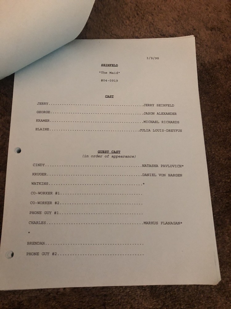 SEINFELD "THE MAID" ... Vintage Script