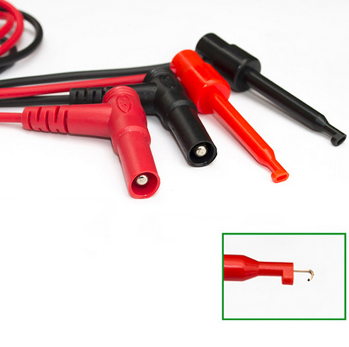1 Pair Safety Banana Plug Toggle Test Hook Clip Test Leads Probe Cable Wire