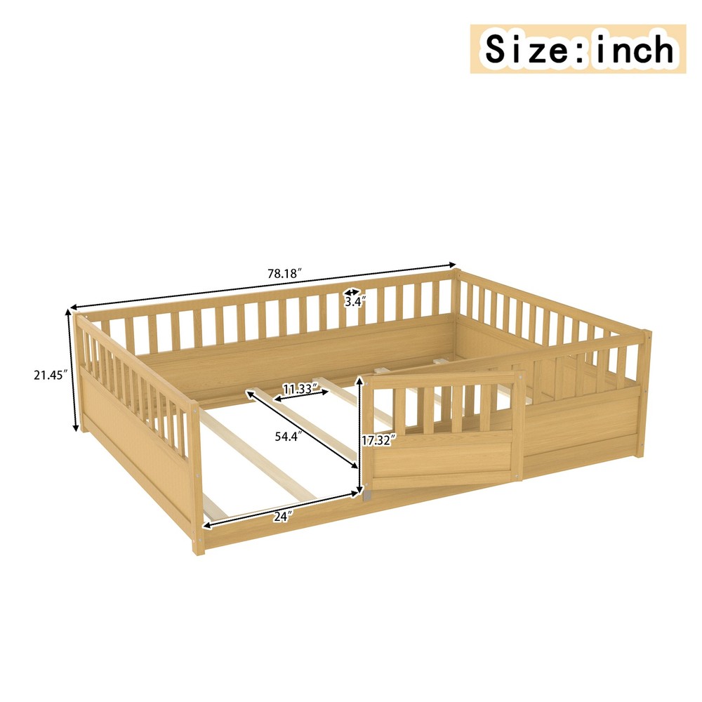Full Size Floor bed, integral construction with super high security barrier, d