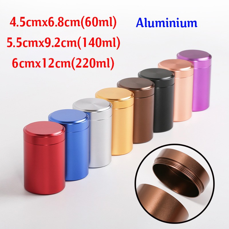 Airtight Smell Proof Metal Herb Can Portable Travel Tea Stash Jar Container Tool