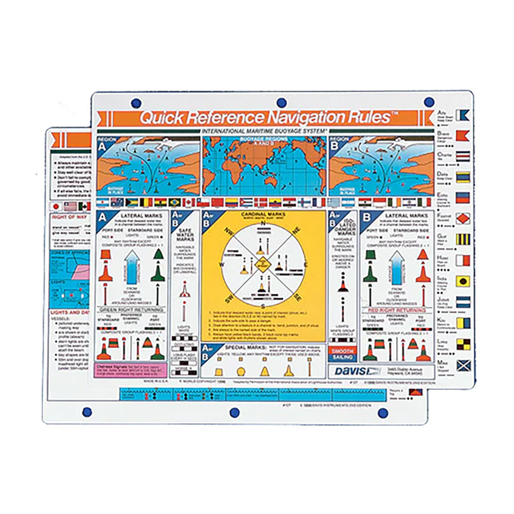 Davis Quick Reference International Navigation Rules Card 127 UPC 011698012701