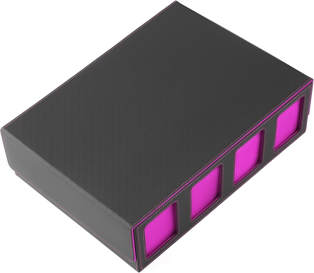 Trading Card Storage Box with Commander Display 4 Row Deck Case-Removable Lid,24