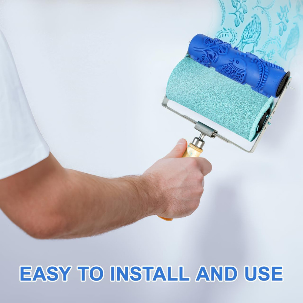 7'' Decorative Rubber Paint Roller with Design Patterns for DIY Wall...