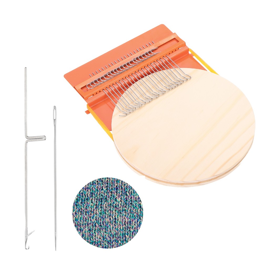 Speedweve Darning Loom, 21 Hooks Mini Weaving Knitting Machine Orange
