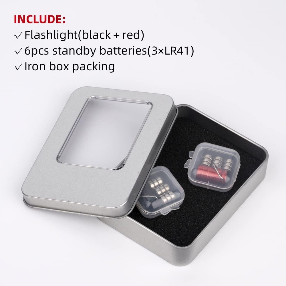 Mini Keychain Flashlight, The Smallest Micro Small Tiny Led Black and Red