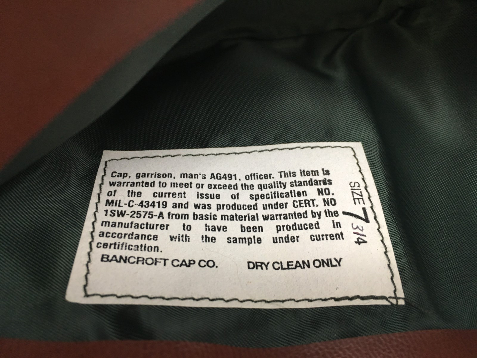 NOS US Army 60s Bancroft Side Garrison Cap Hat Silver Piping 7 3/4