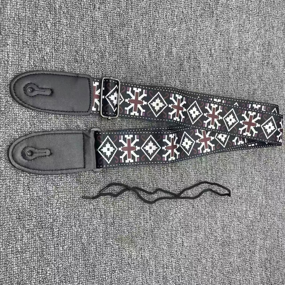 Black checkered pattern guitar strap, highly functional, currently on sale