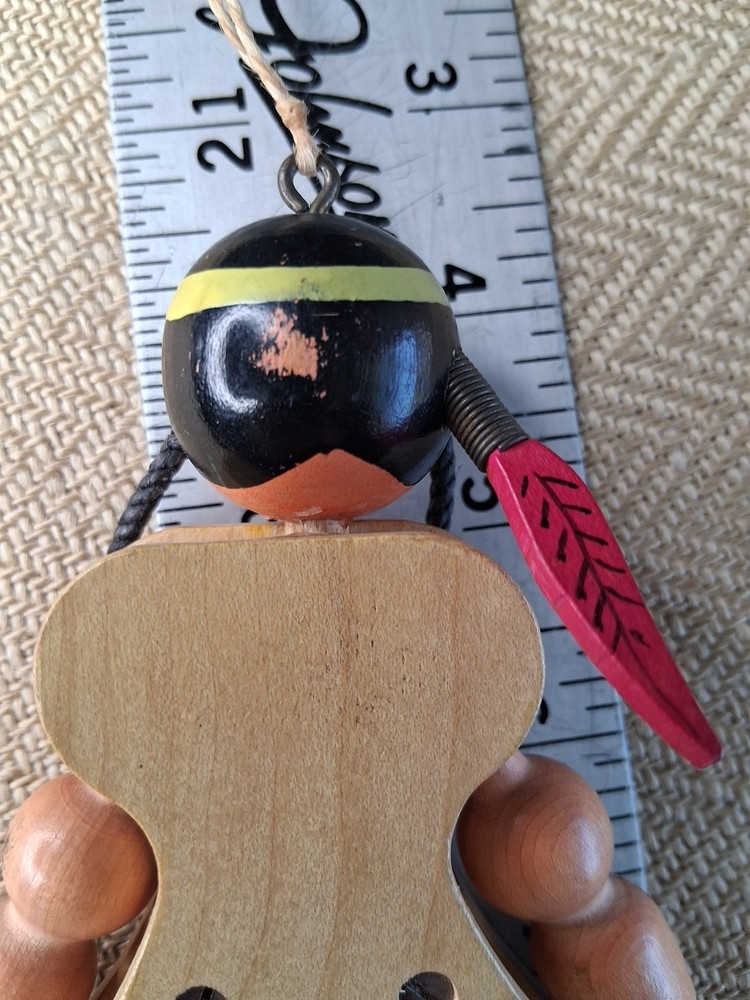 Vtg M. Gschnitzer Austrian Wooden Pull String Puppet c.1960s Native American