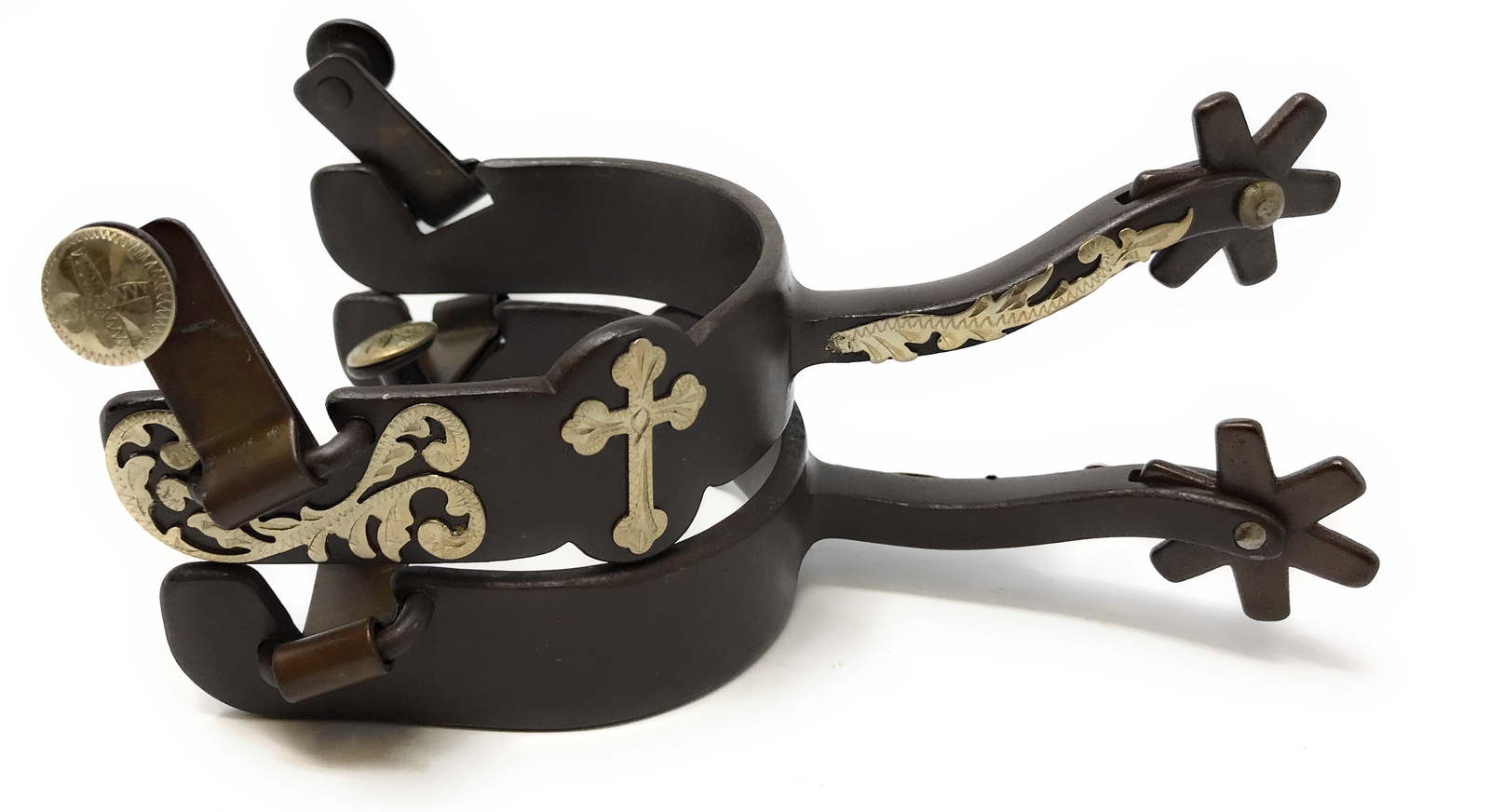 AJ Tack Antique Brown Cross Offset Spurs - Ladies