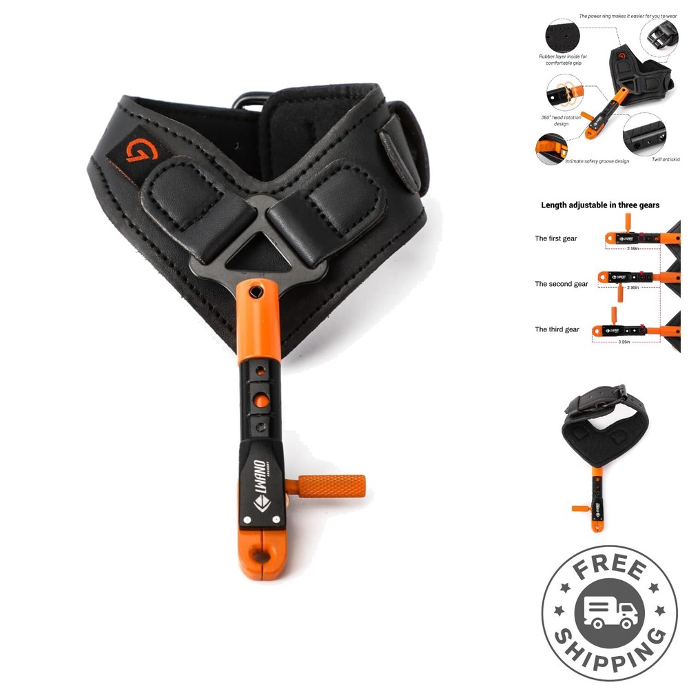 Leather Archery Release Aid with Adjustable Wrist Support & Hex Wrench